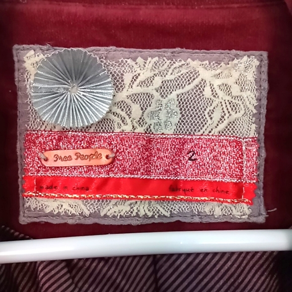 Free People burgundy velvet blazer, size 2 - Picture 6 of 9